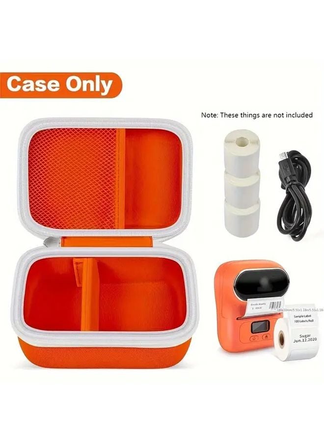 Portable Mini Wireless Thermal Label Maker Case Orange Durable EVA Material Compact Design - Image 1